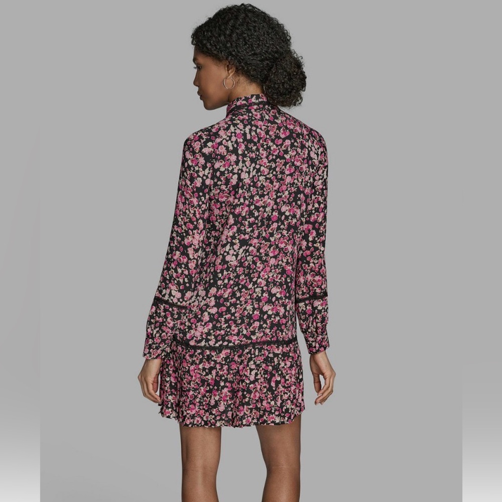 BCBG Black and Pink Floral Midi Dress - Picture 4 of 7